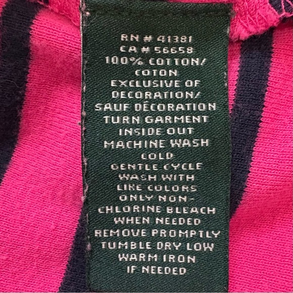 LAUREN Ralph Lauren Button Down Henley Blouse Pink Navy Blue Small - Picture 4 of 9